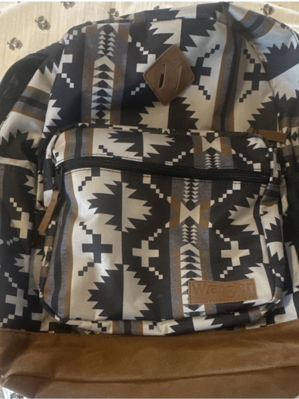 Wrangler Southwest Print Backpack with Brown Suede Base